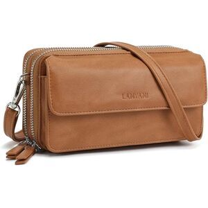 Women Dark Mustard Imported Faux Leather Crossbody Wallet With Phone Pocket Bag